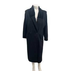 Vintage 1980’s Ashley Scott Black Double -Breasted Wool Velvet Collar  Coat